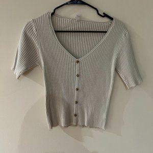 Cropped ribbed sweater short sleeve top